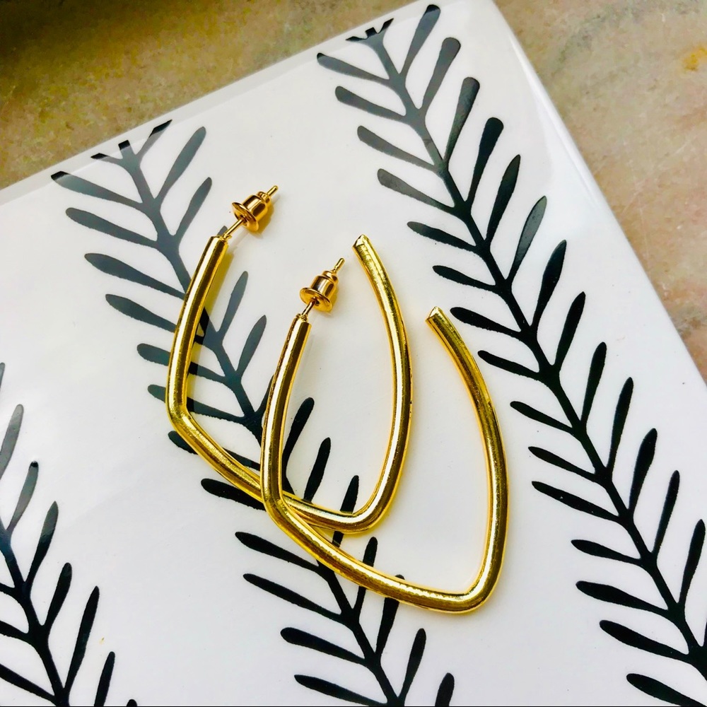 Gold Toned Abstract Hoop Earrings